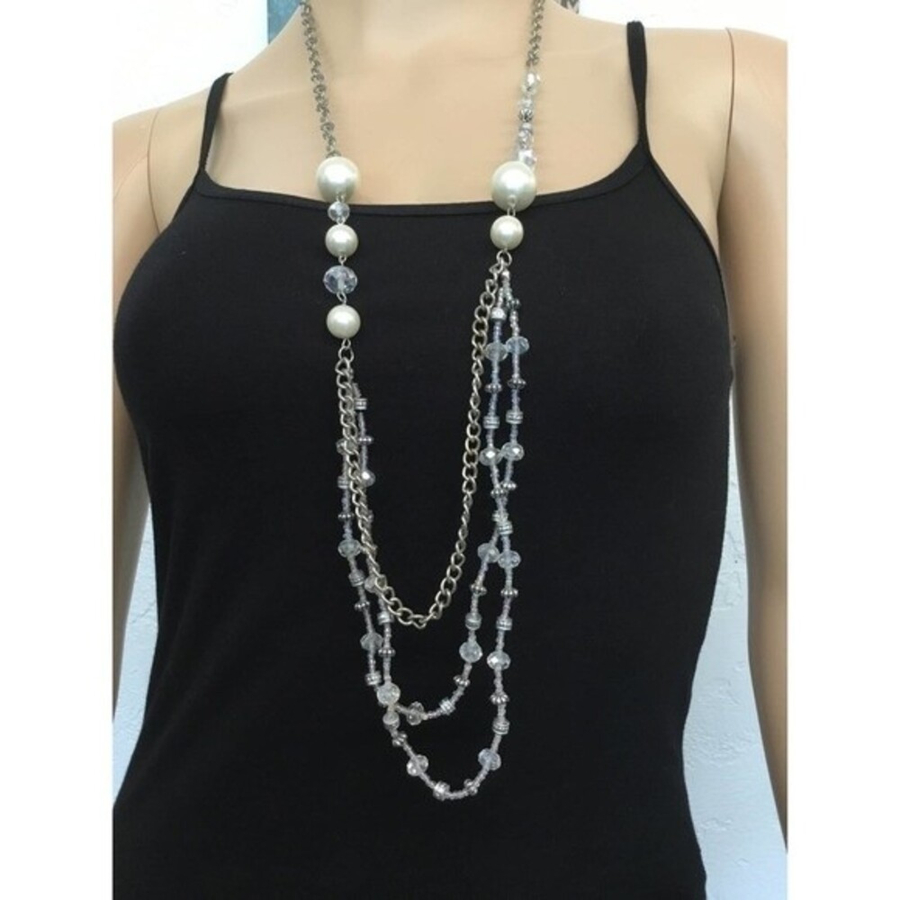 CJ Marked Faux Pearl and Bead Necklace
